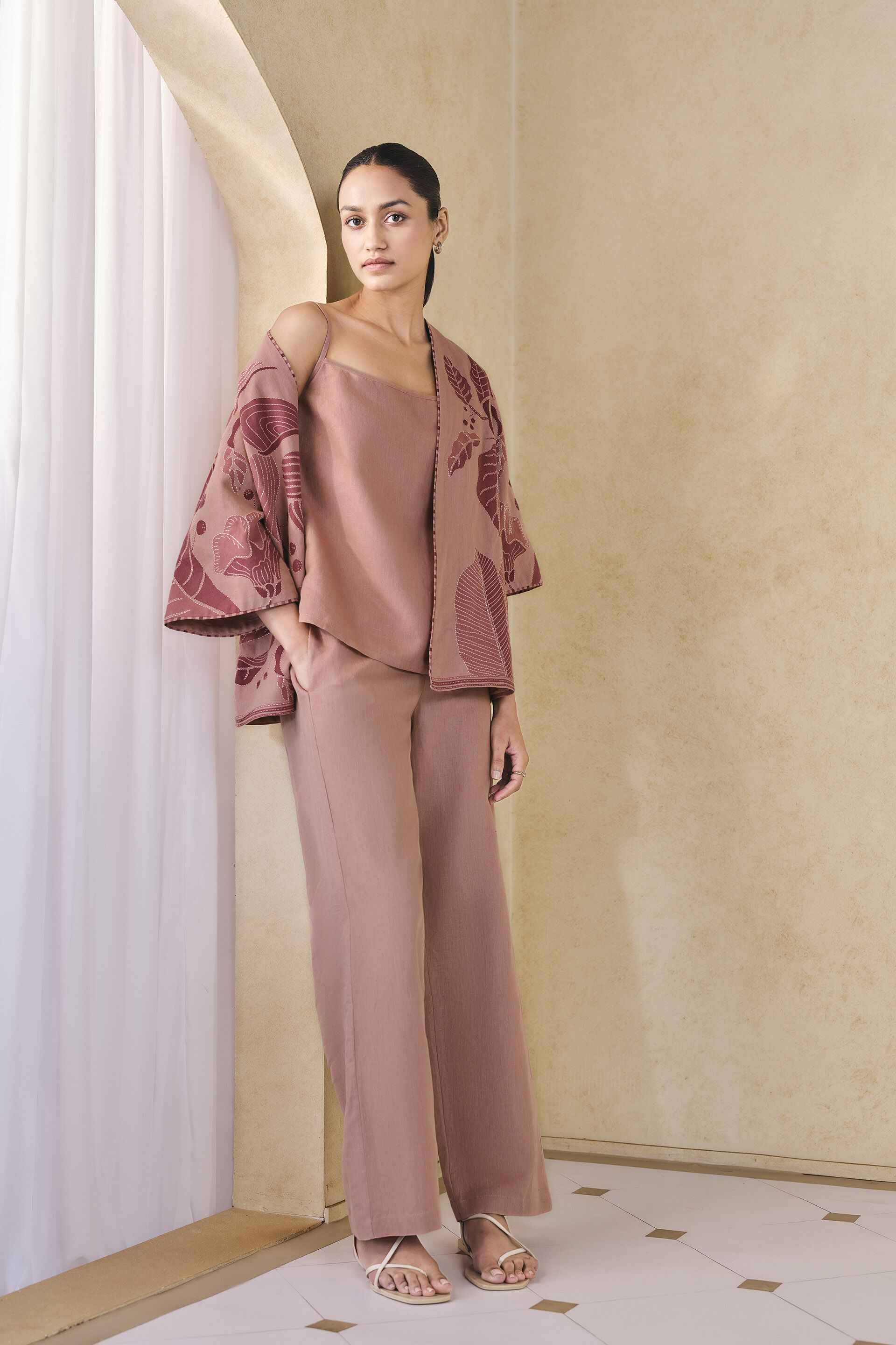 Fig Handcrafted Kantha Overlayer Set - Pink, Pink, image 4